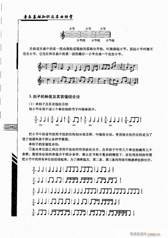 未知 《音乐基础知识及名曲欣赏 目录1-60》简谱