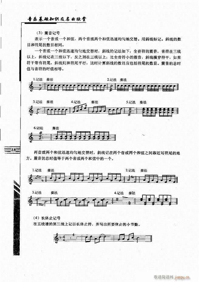 未知 《音乐基础知识及名曲欣赏 目录1-60》简谱