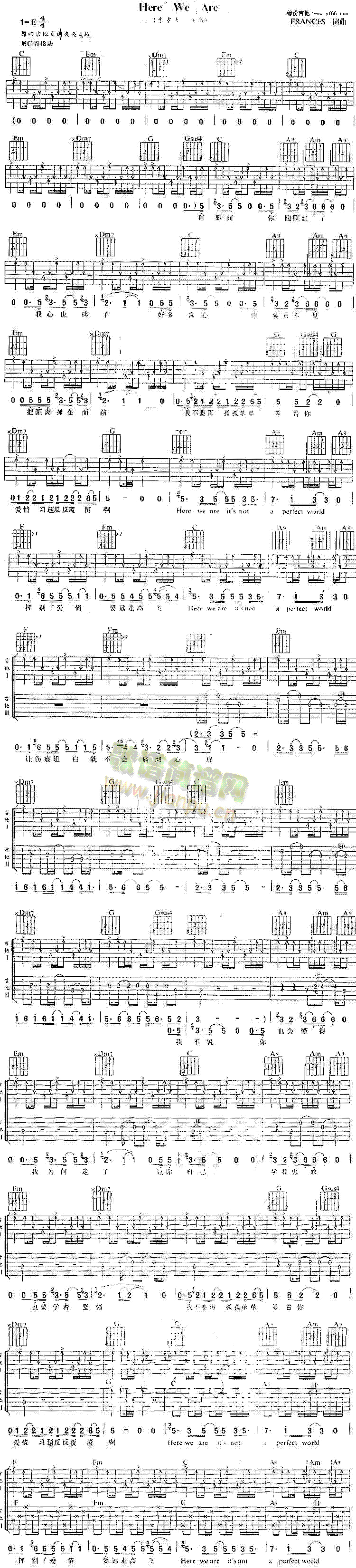 未知 《Here We Are》简谱