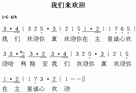 未知 《我们来欢迎》简谱