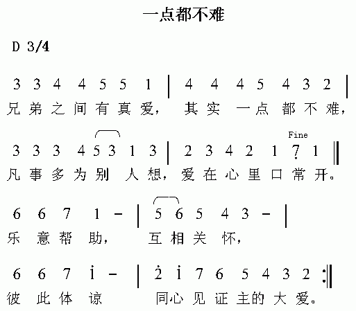 未知 《一点都不难》简谱