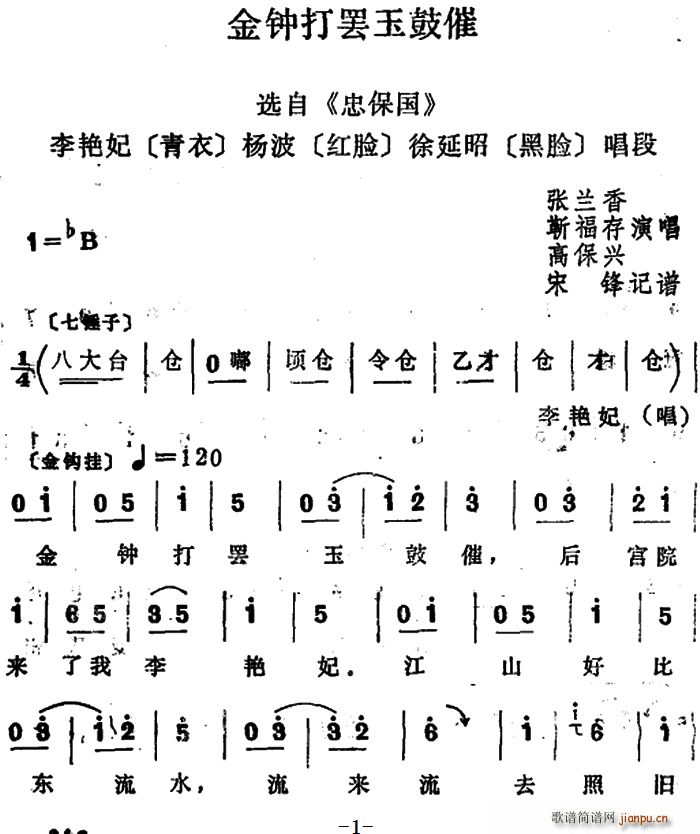 张兰香 靳福存 高保兴 《忠保国》简谱