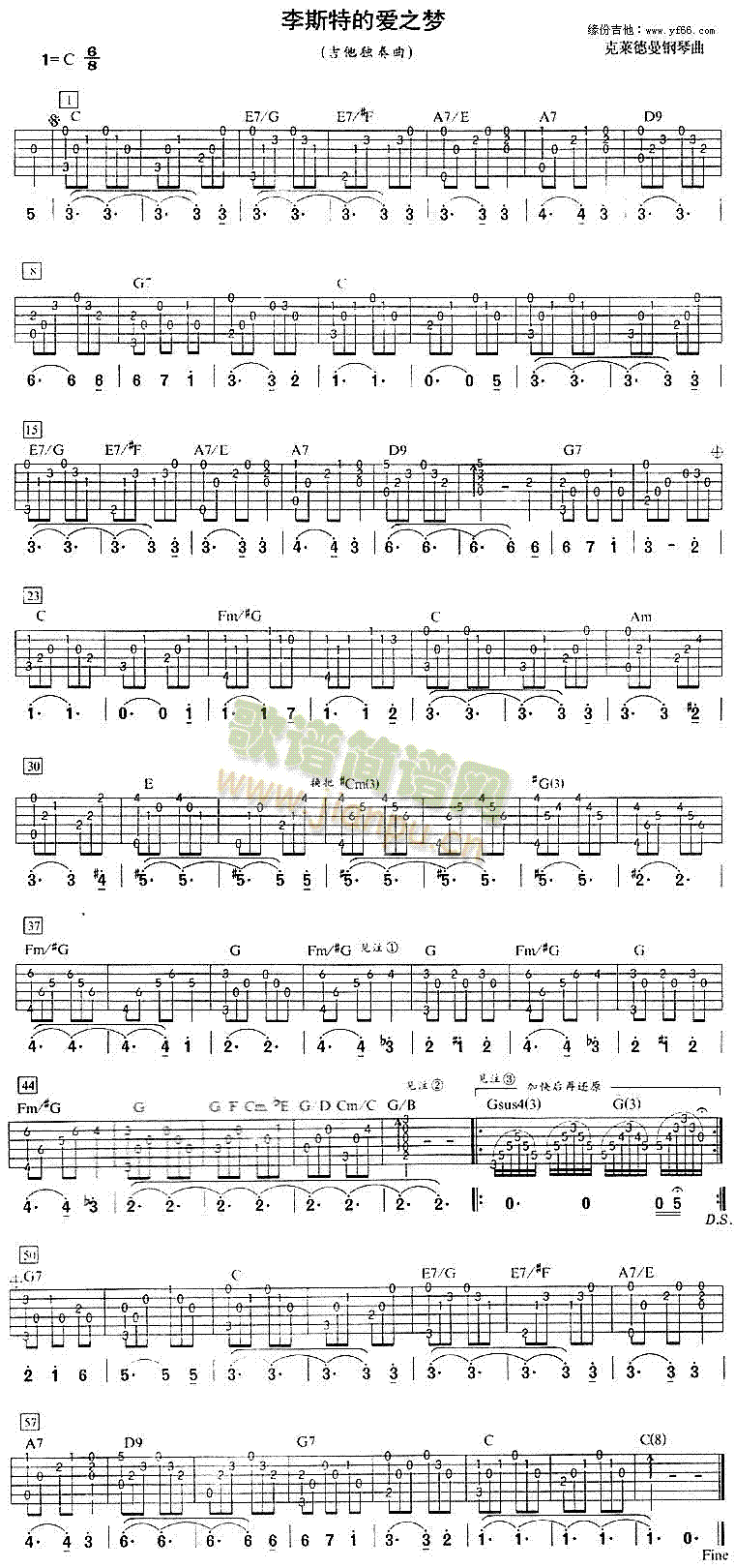 未知 《李斯特的爱之梦》简谱