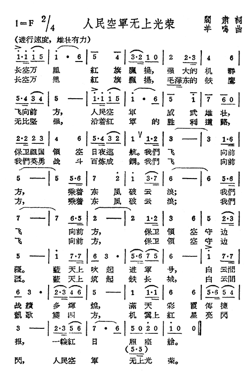 未知 《人民空军无上光荣》简谱