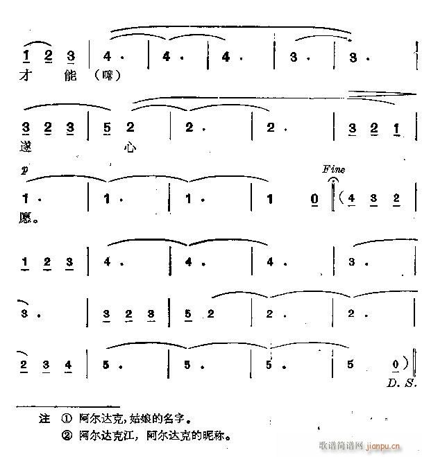 未知 《阿尔达克》简谱