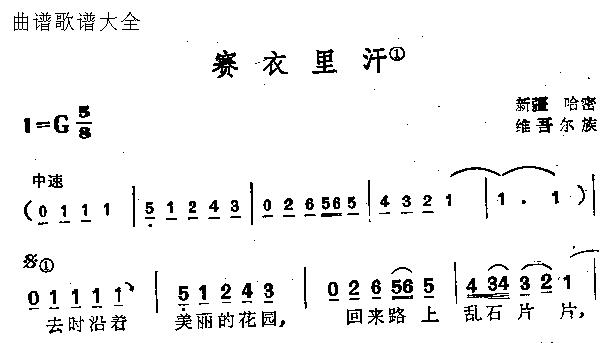 未知 《赛衣里汗》简谱