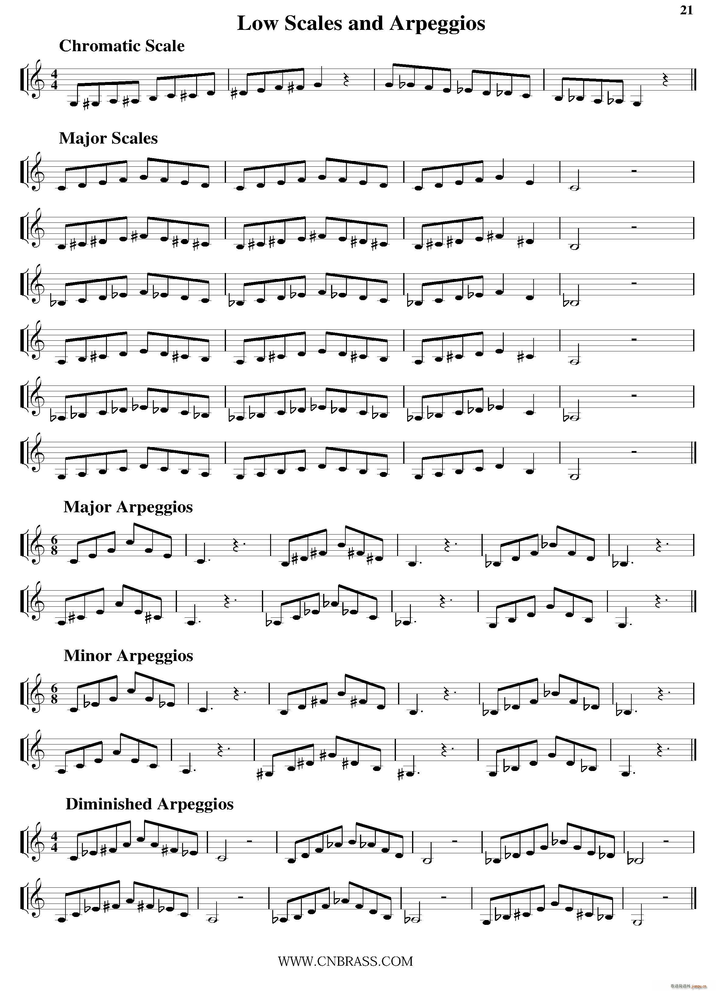 未知 《Low Scales and Arpeggios（小号）》简谱