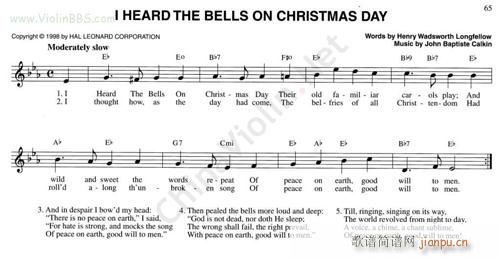 未知 《88 I HEARD THE BELLS ON CHRISTMAS DAY》简谱