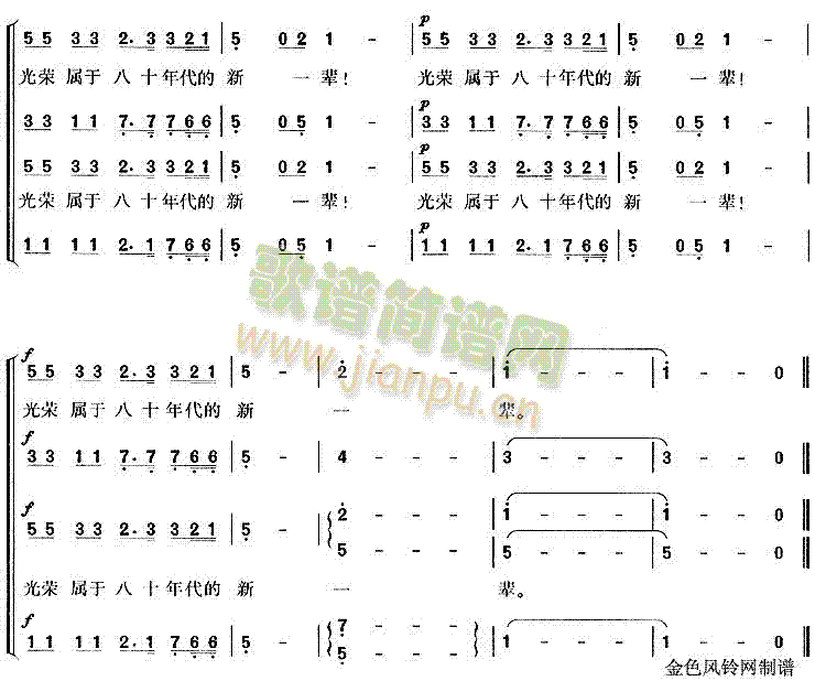 未知 《年轻的朋友来相会》简谱