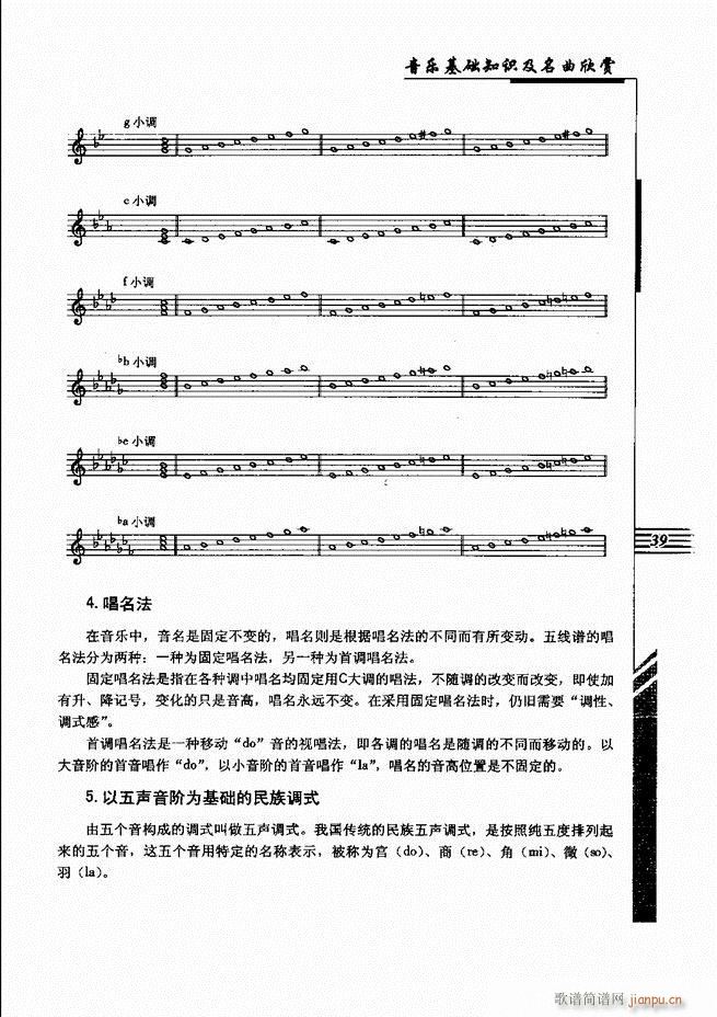 未知 《音乐基础知识及名曲欣赏 目录1-60》简谱