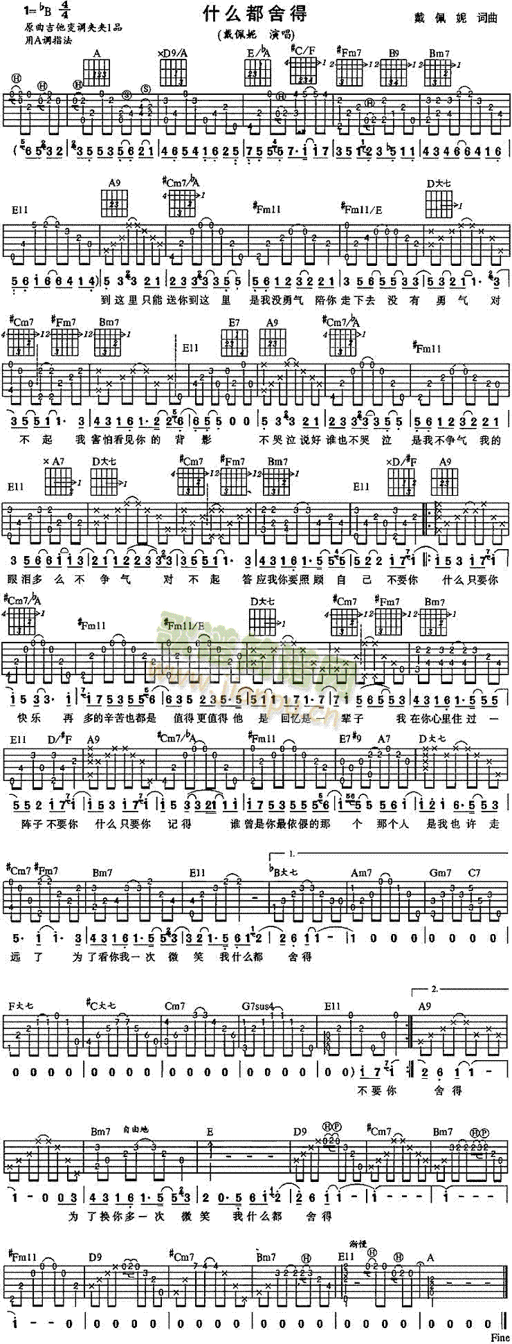 未知 《什么都舍得》简谱