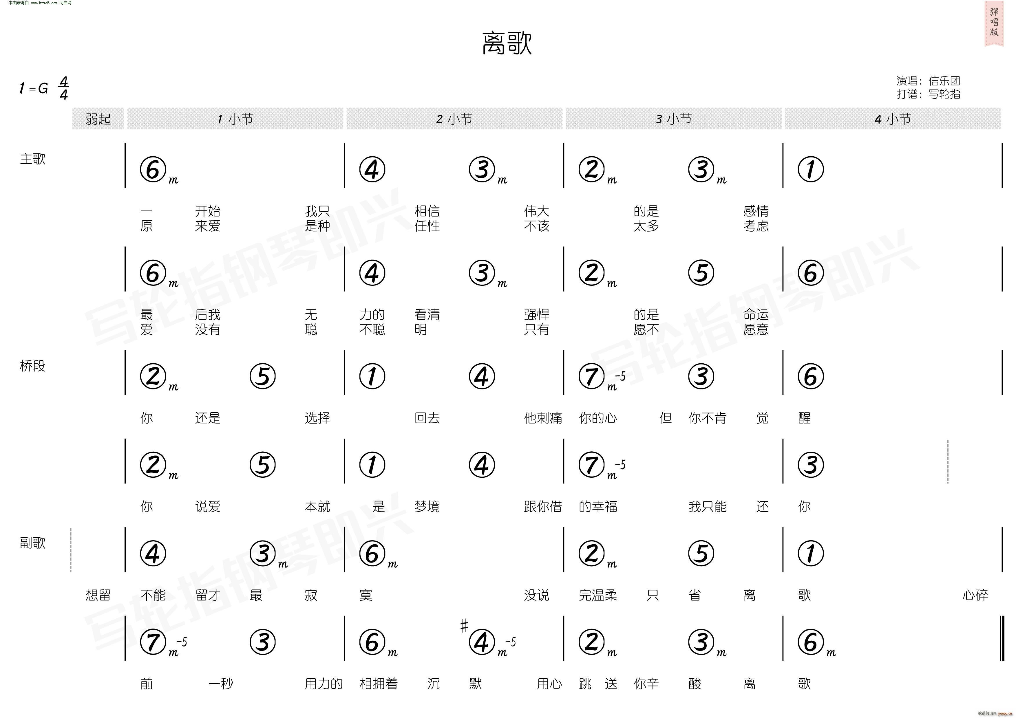 未知 《离歌(简和谱)》简谱