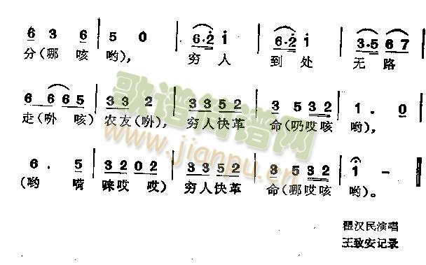 未知 《穷人小调》简谱