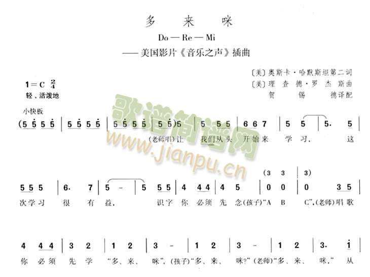 未知 《哆来咪-二声部简谱》简谱