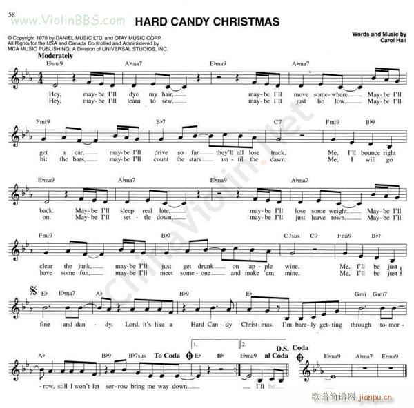 圣诞歌CHRISTMAS CELEBRATIONS 《78 HARD CANDY CHRISTMAS》简谱