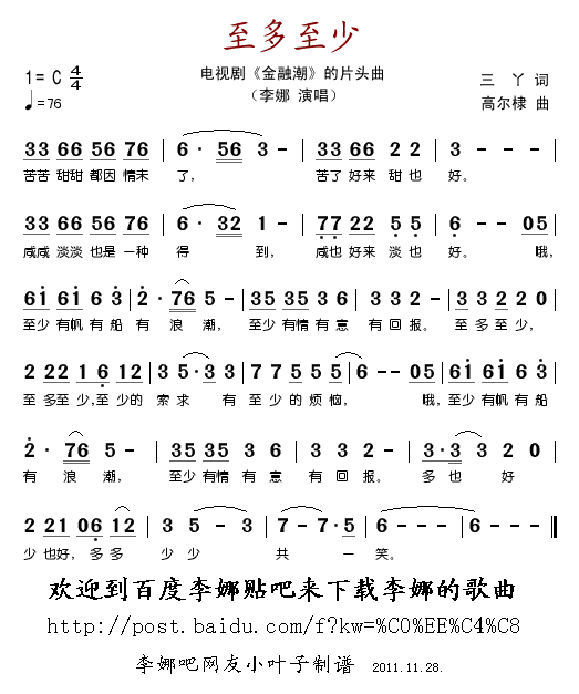 李娜 《金融潮》简谱