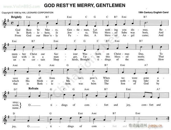 圣诞歌CHRISTMAS CELEBRATIONS 《63 GOD REST YE MERRY GENTLEMEN》简谱