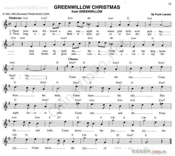 圣诞歌CHRISTMAS CELEBRATIONS 《64 GREENWILLOW CHRISTMAS from GREENWILLOW》简谱