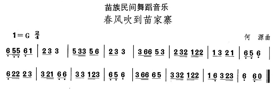 未知 《中国民族民间舞曲选（十二）苗族舞蹈：春风吹到苗家寨》简谱