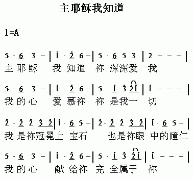 未知 《主耶稣我知道》简谱