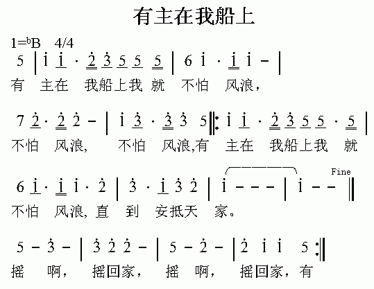 未知 《有主在我船上》简谱