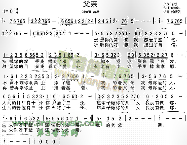 刘和刚 《父亲》简谱