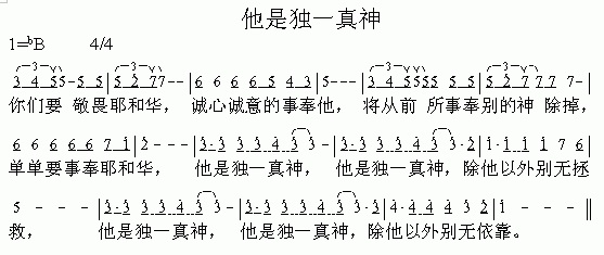 未知 《他是独一真神》简谱