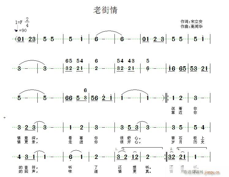 未知 《老街情》简谱