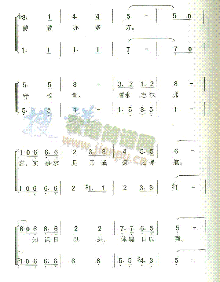 未知 《天津工商学院院歌(一)》简谱