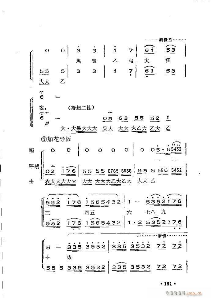 未知 《晋剧呼胡演奏法180-240》简谱