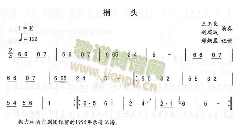 王玉良赵瑞波 《梢头_二人转伴奏》简谱