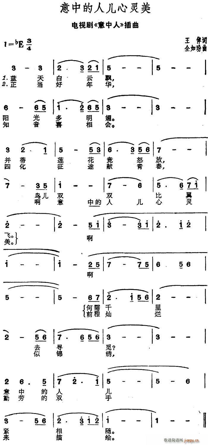 王倬 《意中人》简谱