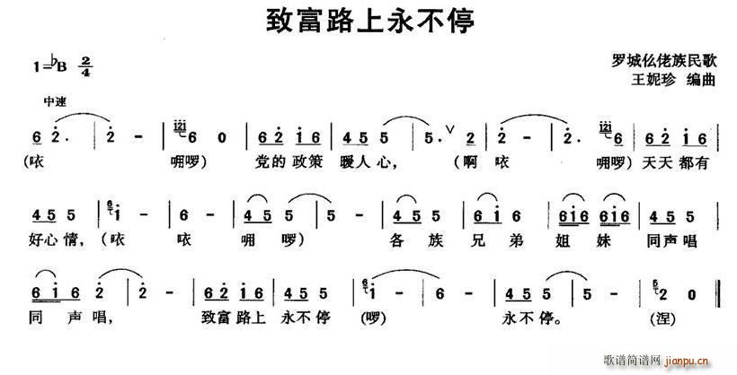 未知 《致富路上永不停》简谱