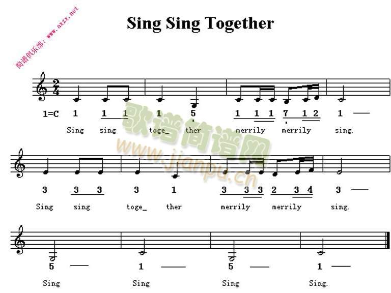 未知 《Sing sing together》简谱