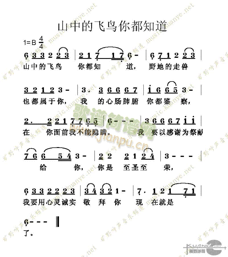 未知 《山中的飞鸟你都知道》简谱