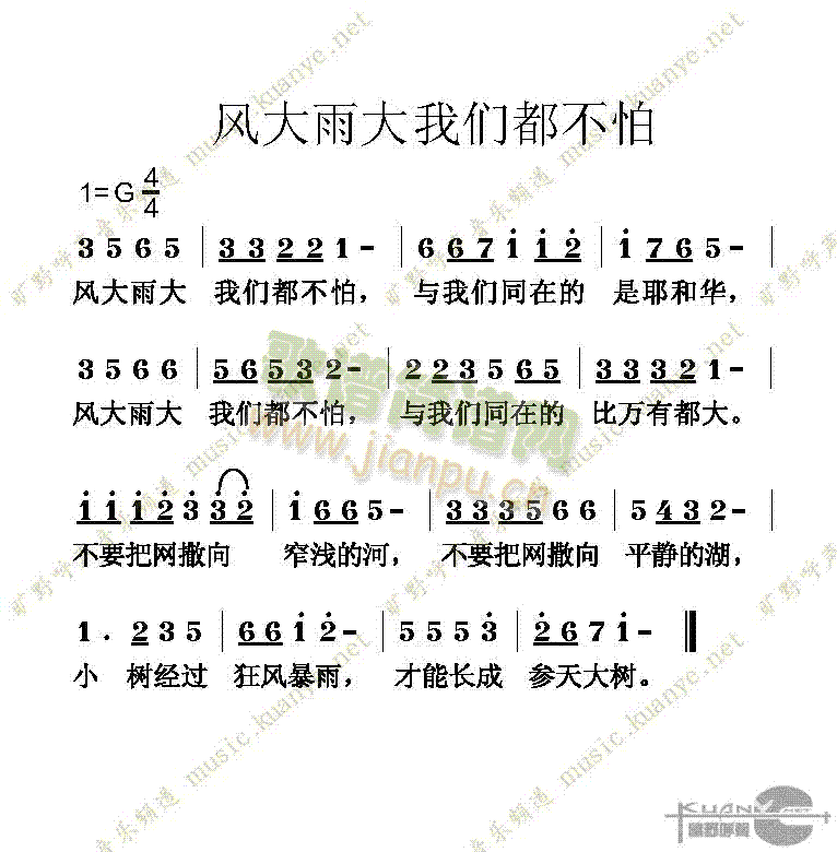 未知 《风大雨大我们都不怕》简谱