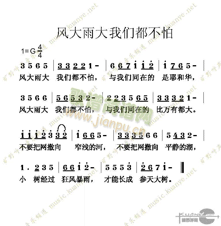 未知 《风大雨大我们都不怕(1)》简谱