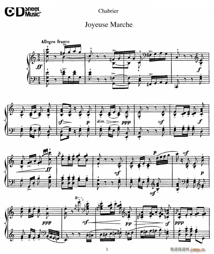 未知 《Chabrier - Joyeuse Marche Joyeuse Marche -》简谱