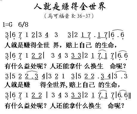 未知 《人就是赚得全世界》简谱