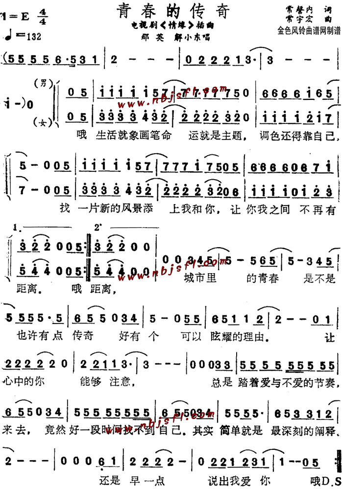 解晓东、那英 《情缘》简谱