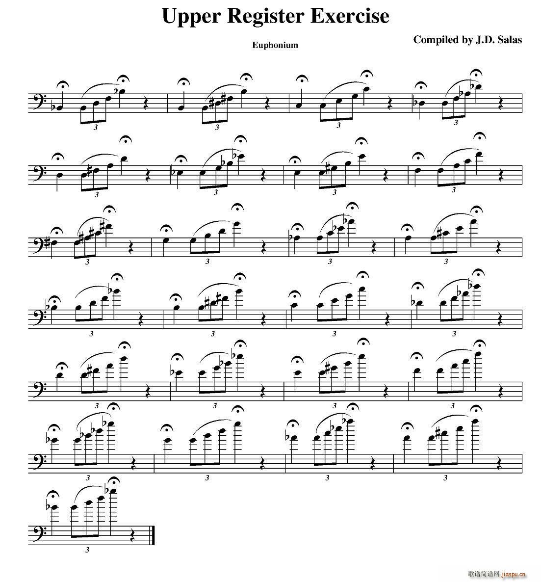 未知 《Upper Register Exercise- Euphonium（大号练习教材选曲）》简谱