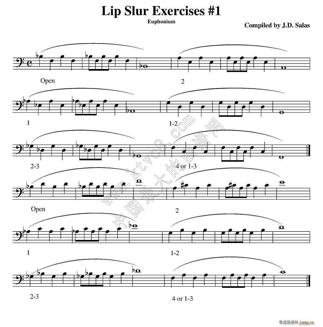 未知 《Lip Slur Exercises-Euphonium（大号练习教材选曲）》简谱