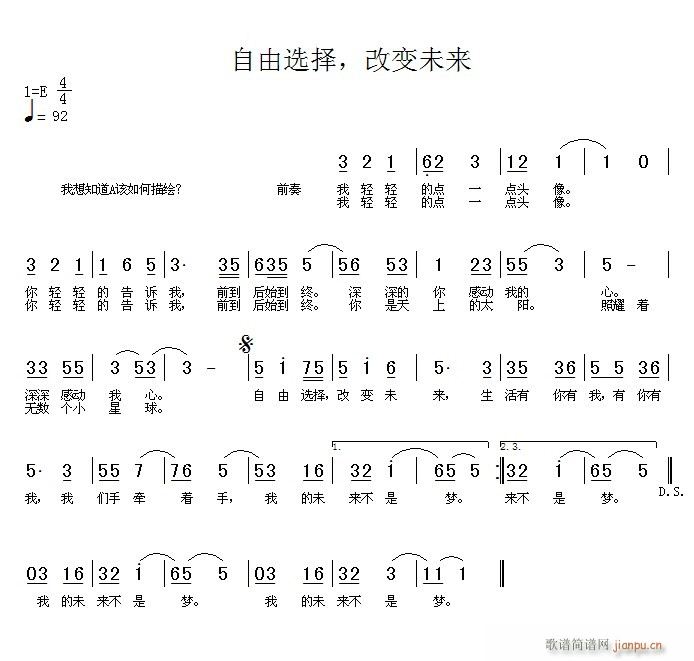 《选择自由，改变未来》 《选择自由，改变未来》简谱