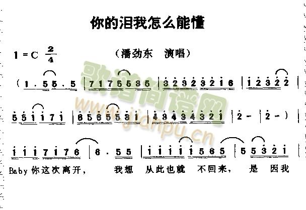 潘劲东 《你的泪我怎么能懂》简谱