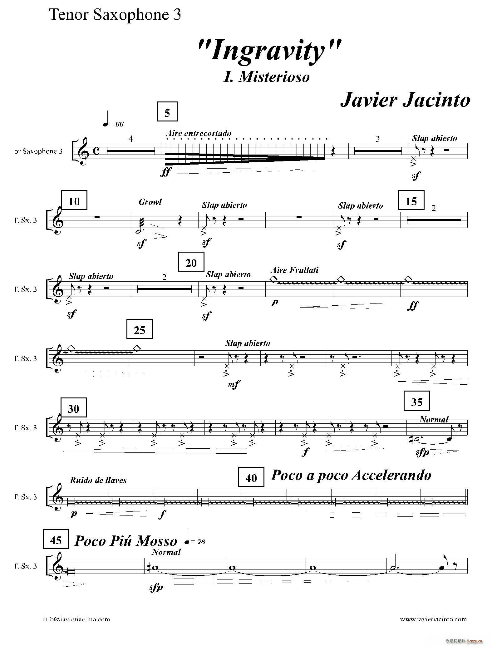 未知 《Ingravity（第一乐章）（第三次中音萨克斯分谱）》简谱