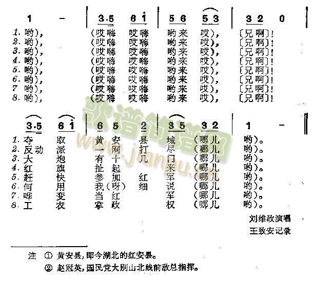 未知 《红四军南下胜利歌》简谱