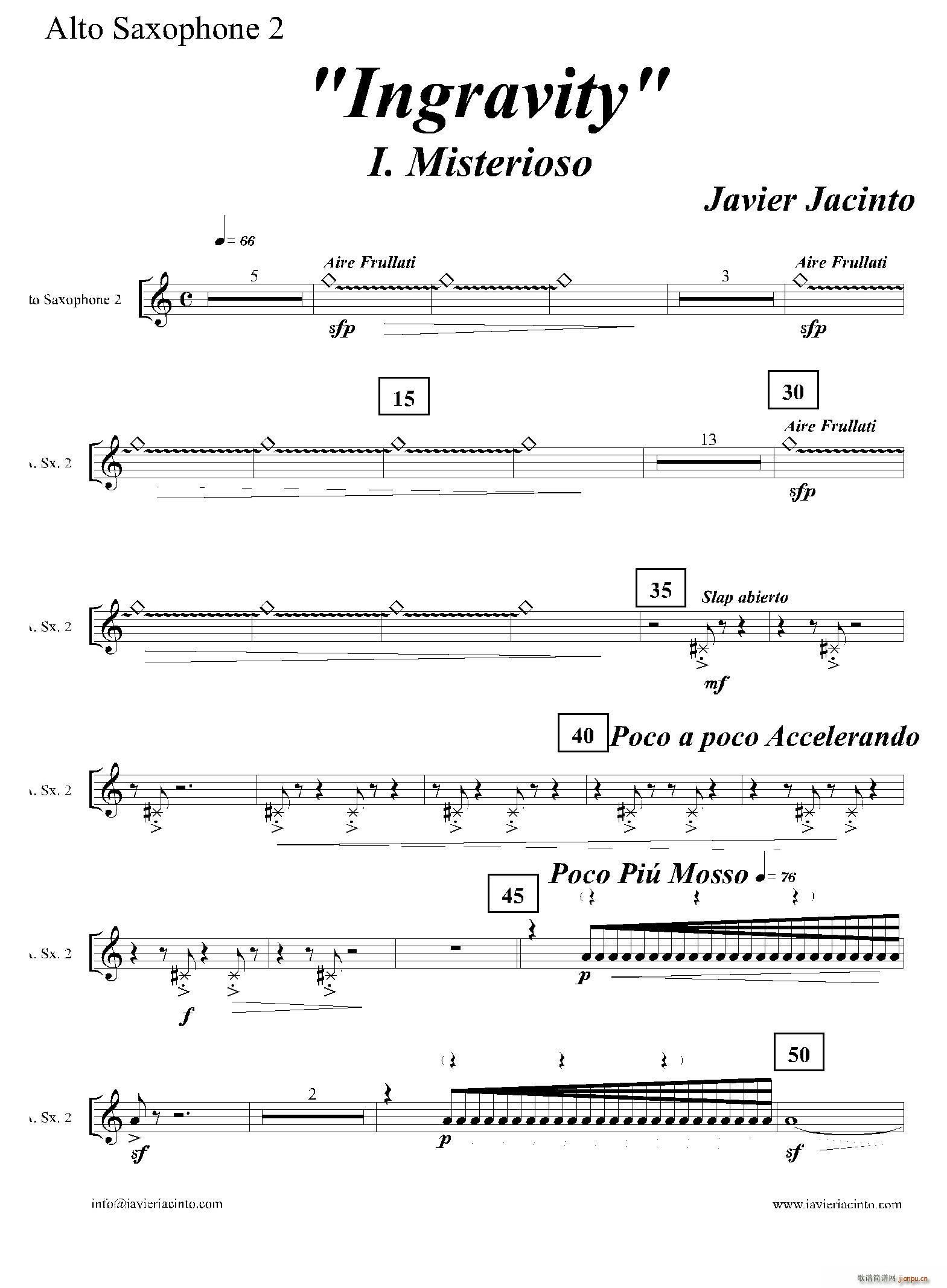 未知 《Ingravity（第一乐章）（第二中音萨克斯分谱）》简谱
