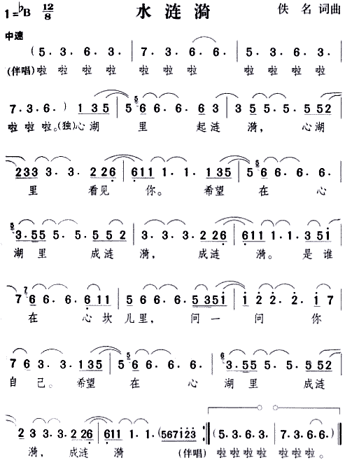 邓丽君 《水涟漪》简谱