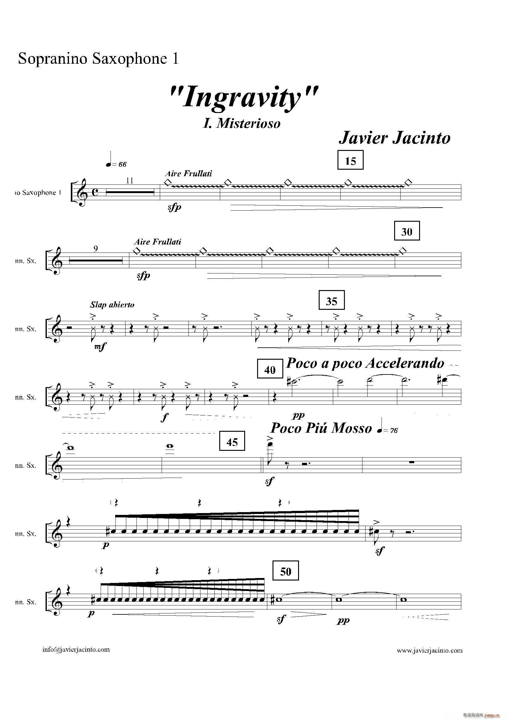 未知 《Ingravity（第一乐章）（第一高音萨克斯分谱）》简谱