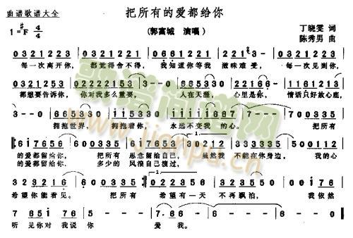 未知 《把所有的爱都给你》简谱